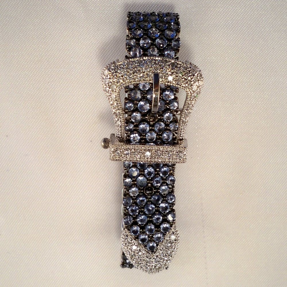 New Vintage Charles Winston Lite Blue Cubic Zirconias Buckle Bracelet